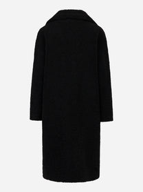 Cappotto doppiopetto nero in teddy