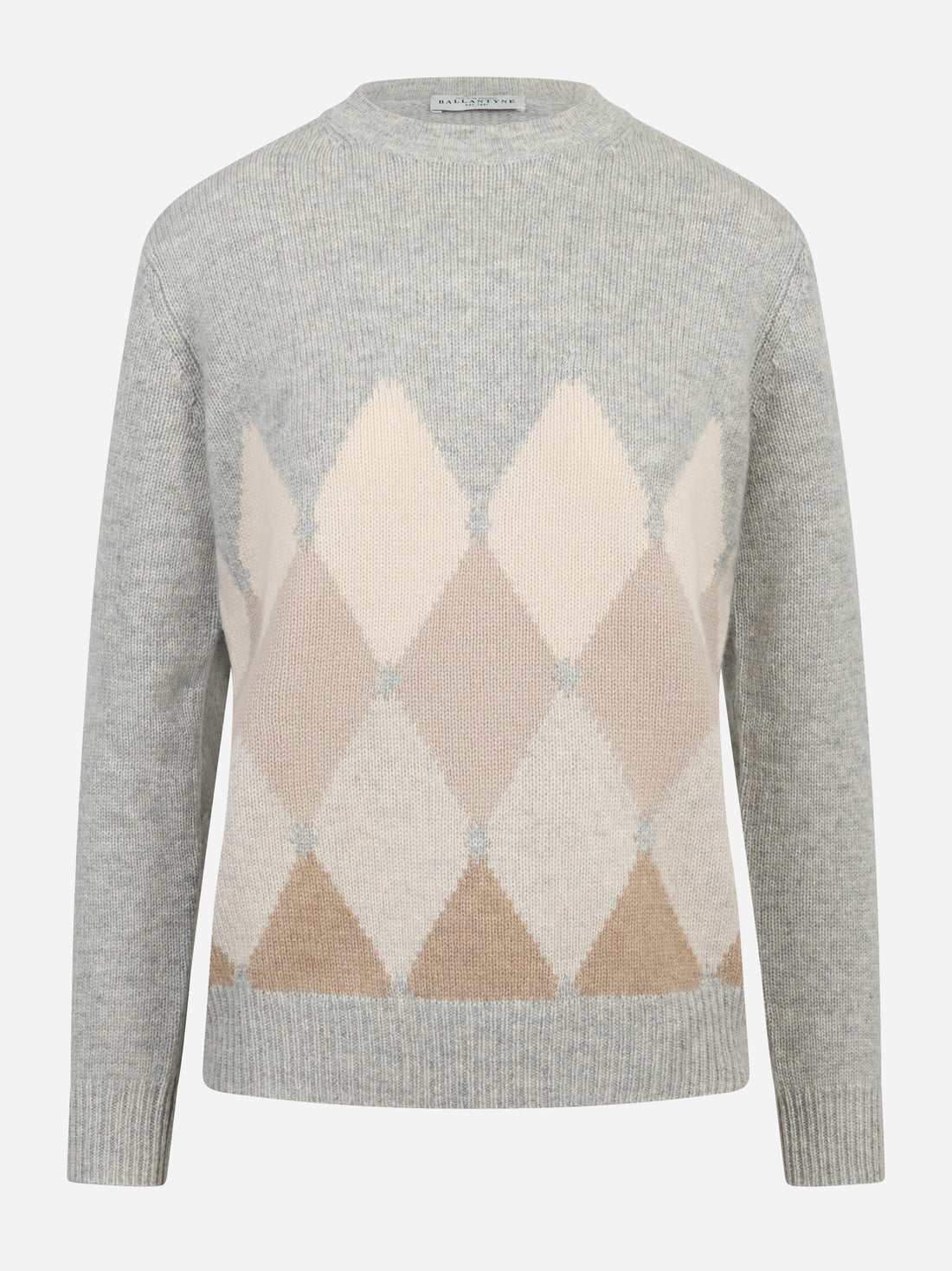 Maglia girocollo in cashmere con motivo diamond