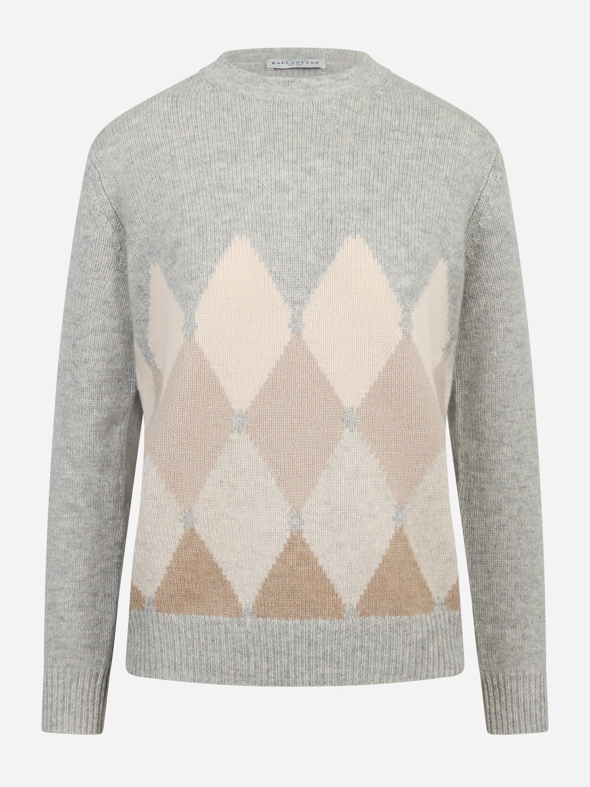 Maglia girocollo in cashmere con motivo diamond