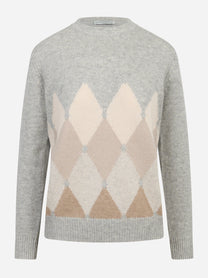 Maglia girocollo in cashmere con motivo diamond