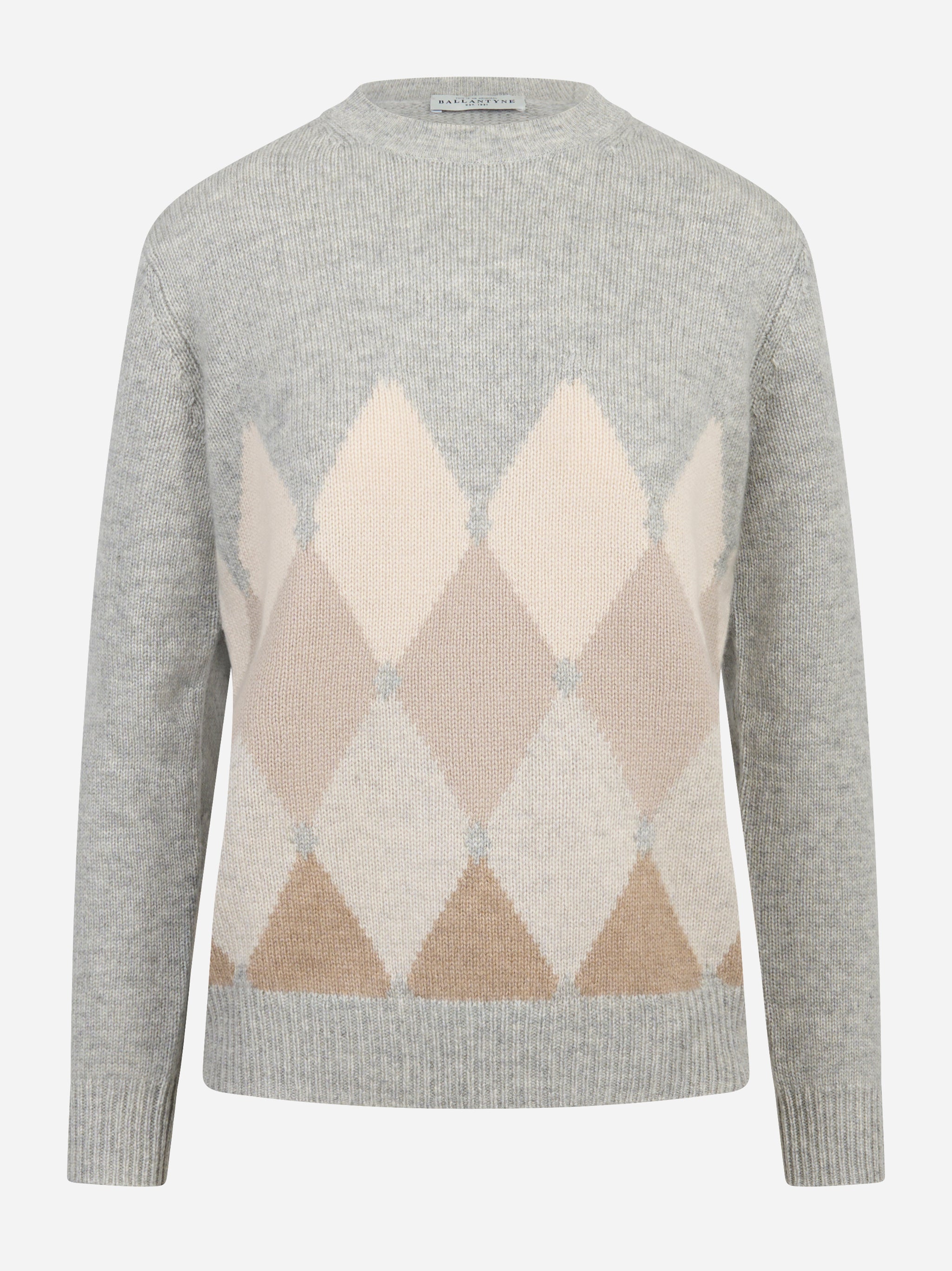 Maglia girocollo in cashmere con motivo diamond