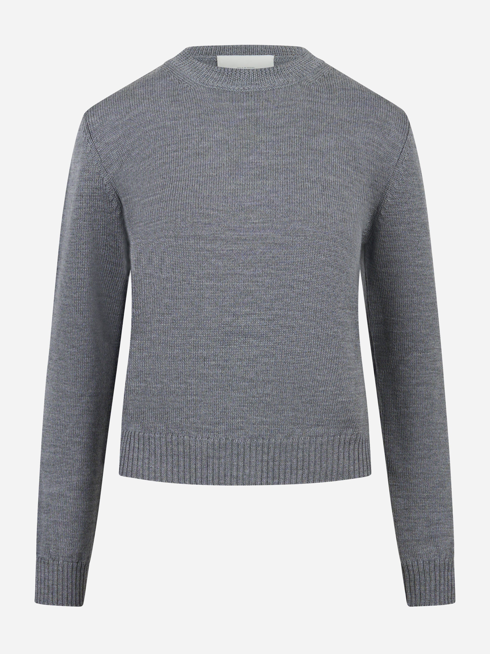 Maglia girocollo grigia in lana merinos