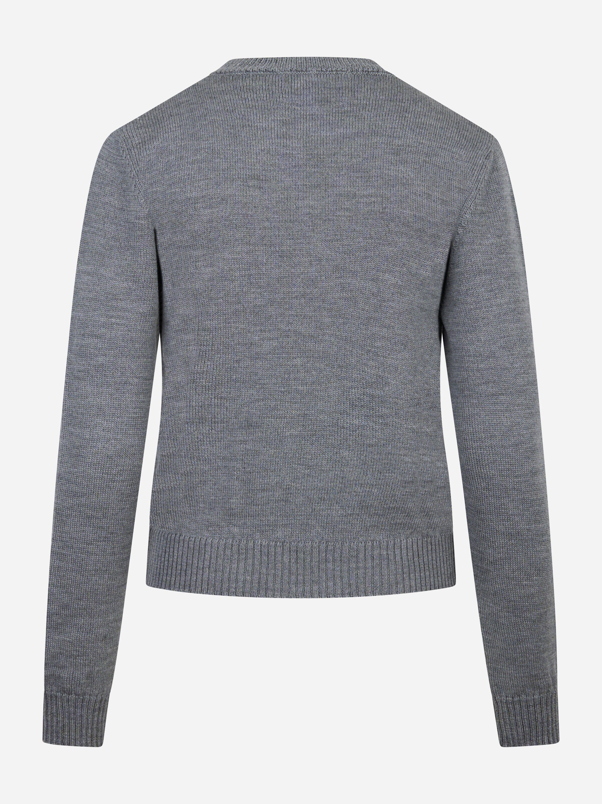 Maglia girocollo grigia in lana merinos