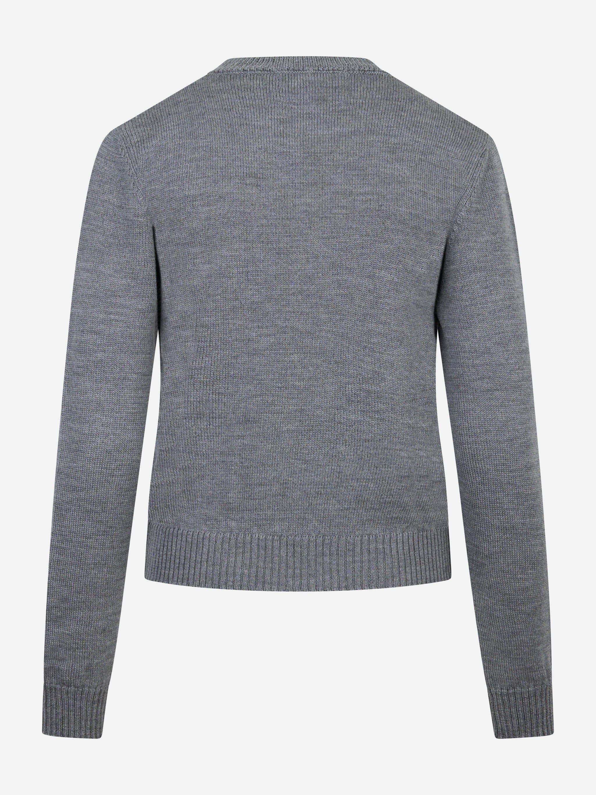 Maglia girocollo grigia in lana merinos