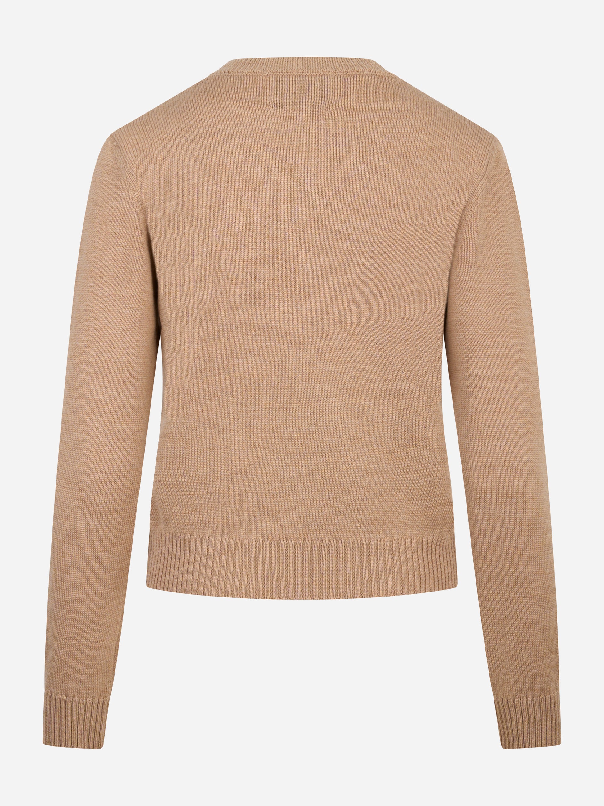 Maglia girocollo beige in lana merinos