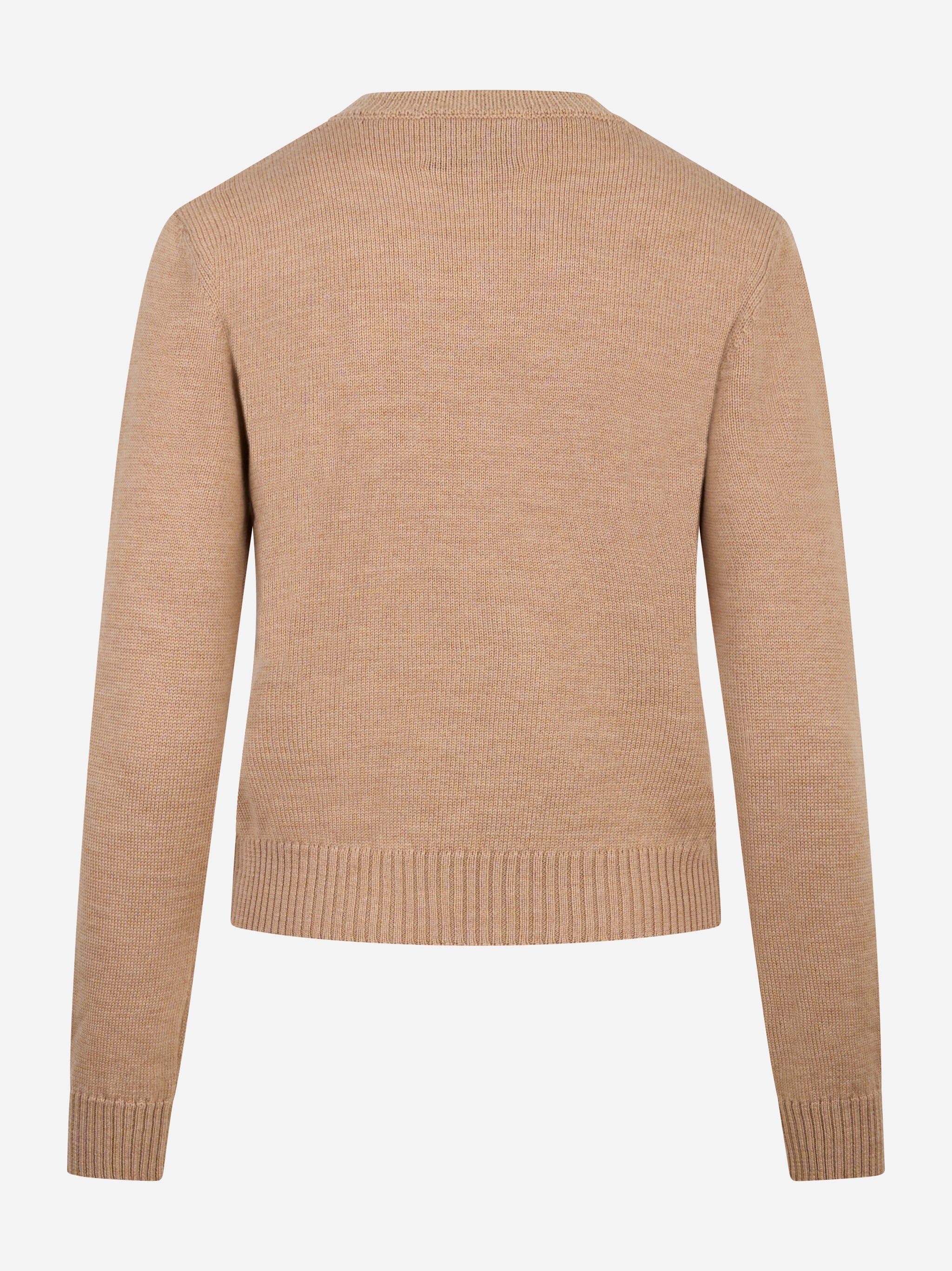 Maglia girocollo beige in lana merinos