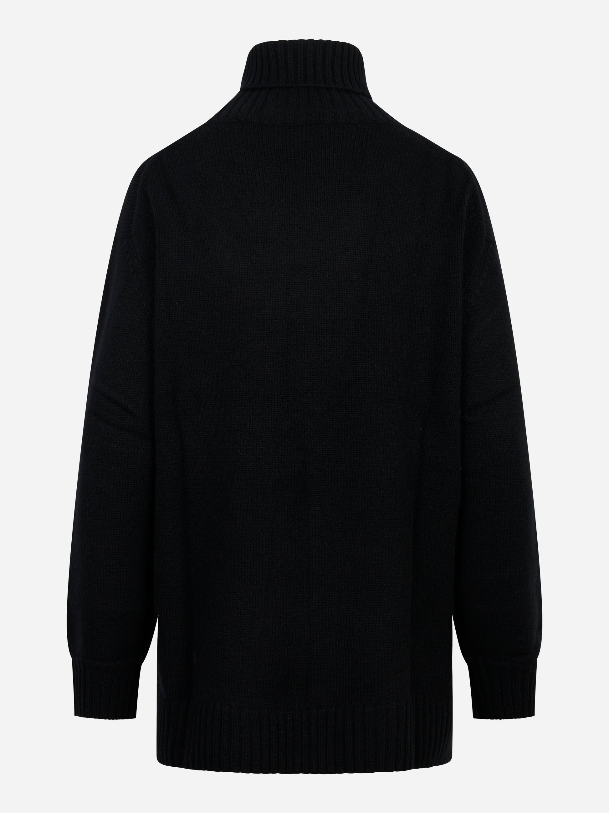 Dolcevita in cashmere nero con motivo diamond