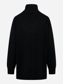 Dolcevita in cashmere nero con motivo diamond