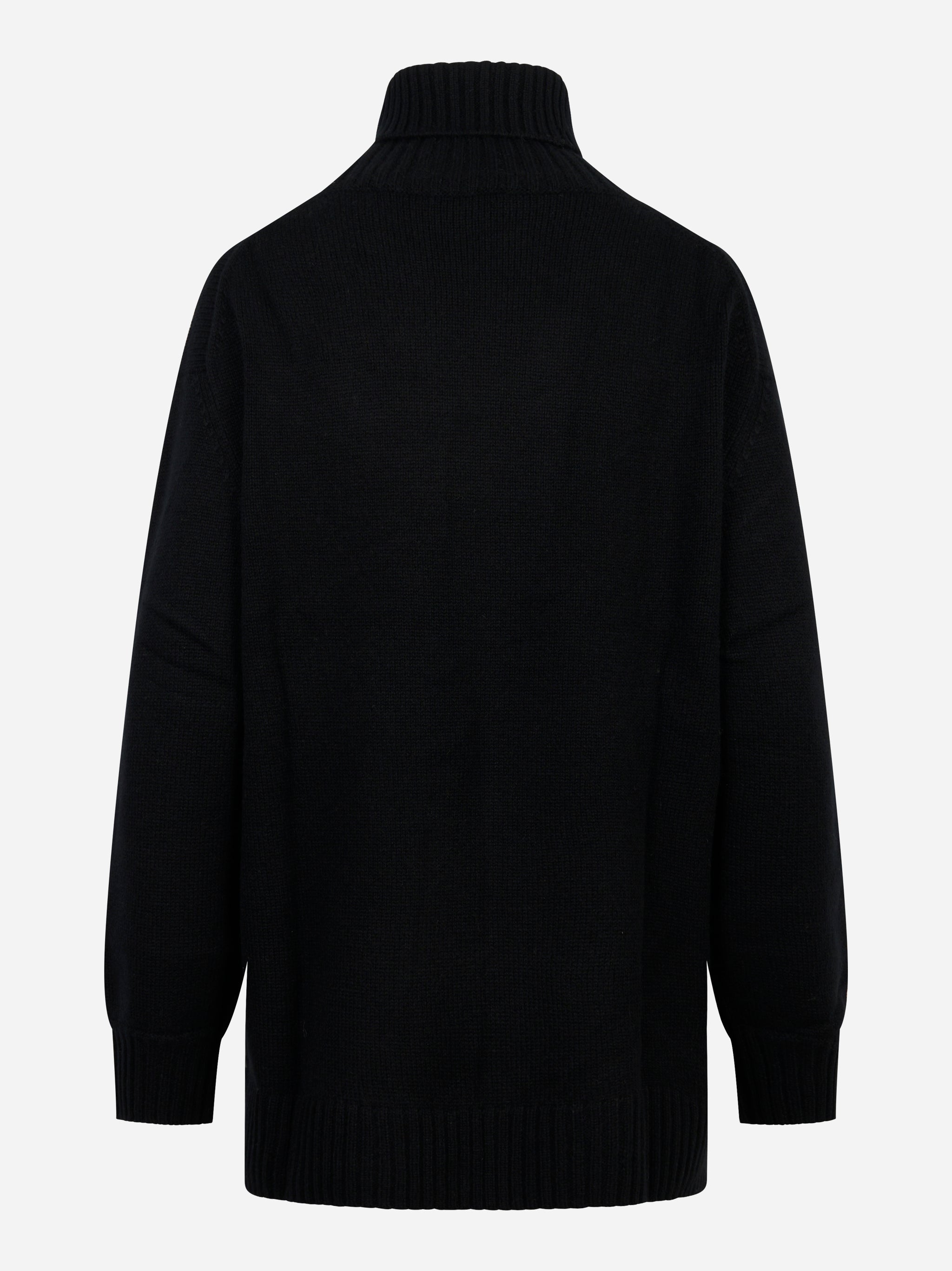 Dolcevita in cashmere nero con motivo diamond