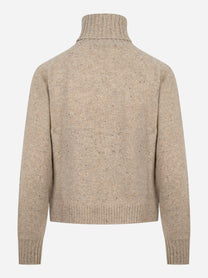 Dolcevita in lana con motivo diamond beige