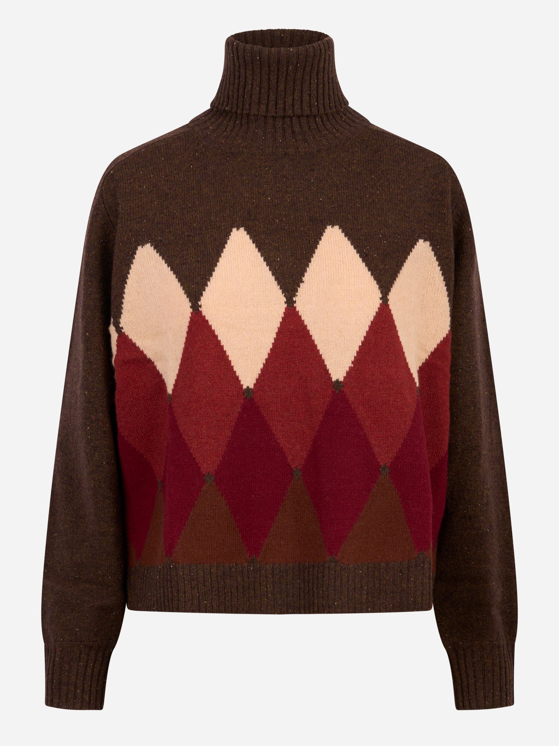 Dolcevita in lana con motivo diamond marrone