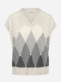Gilet in lana con motivo diamond