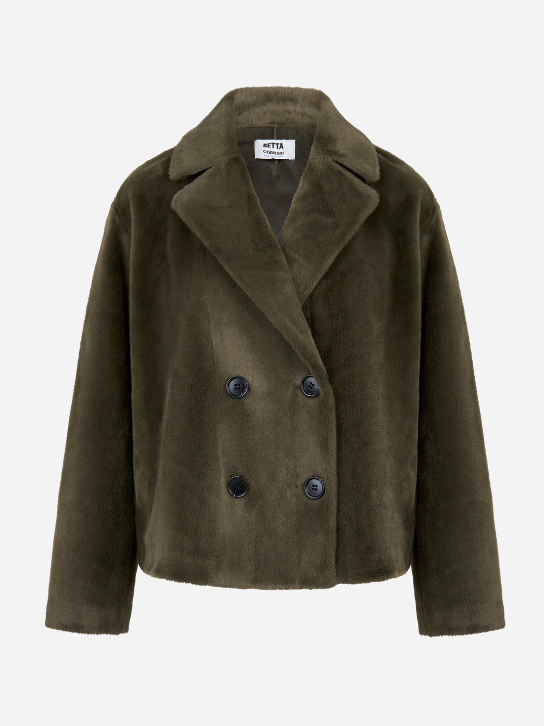 Caban doppiopetto verde in ecofur