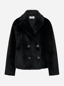 Caban doppiopetto nero in ecofur