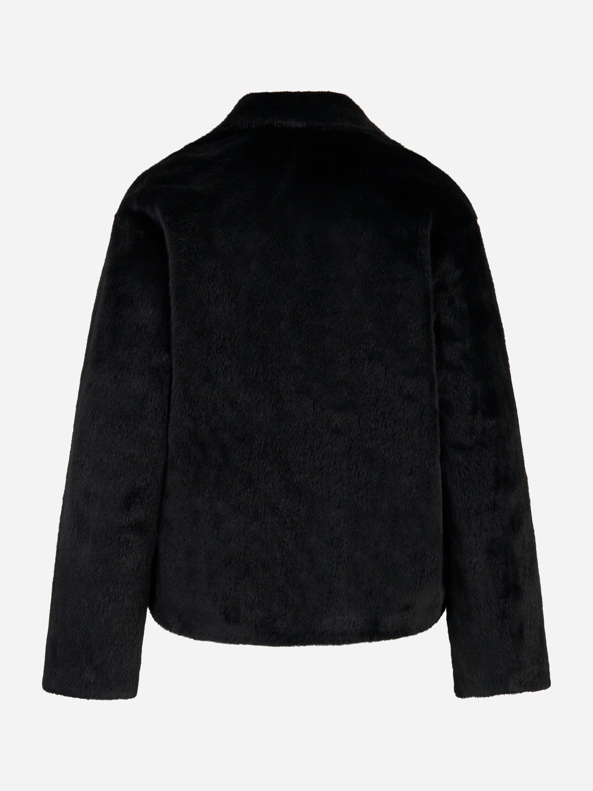 Caban doppiopetto nero in ecofur