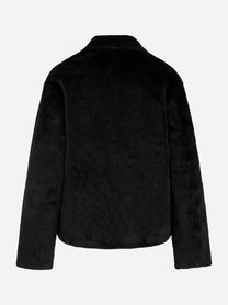 Caban doppiopetto nero in ecofur