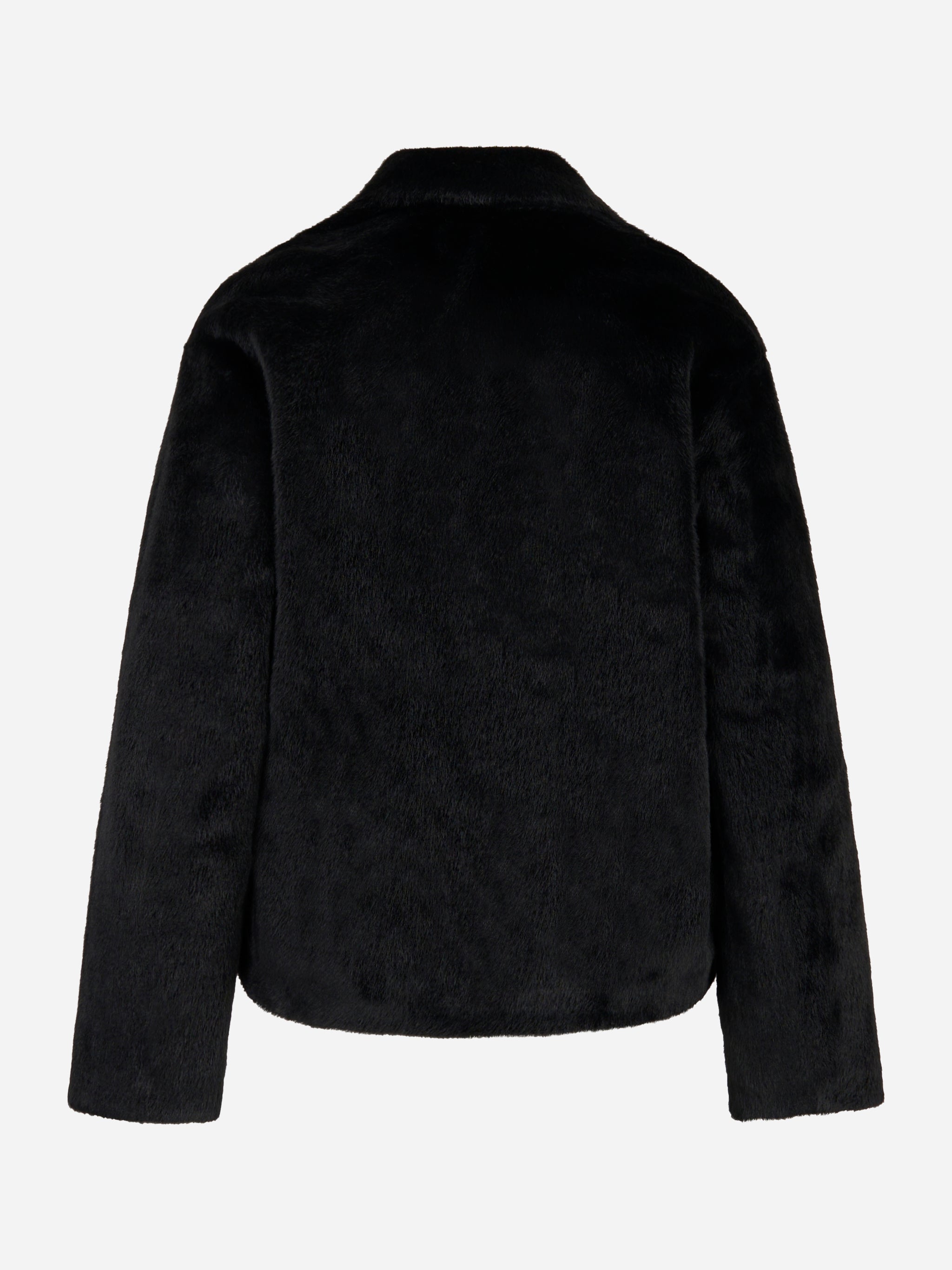 Caban doppiopetto nero in ecofur