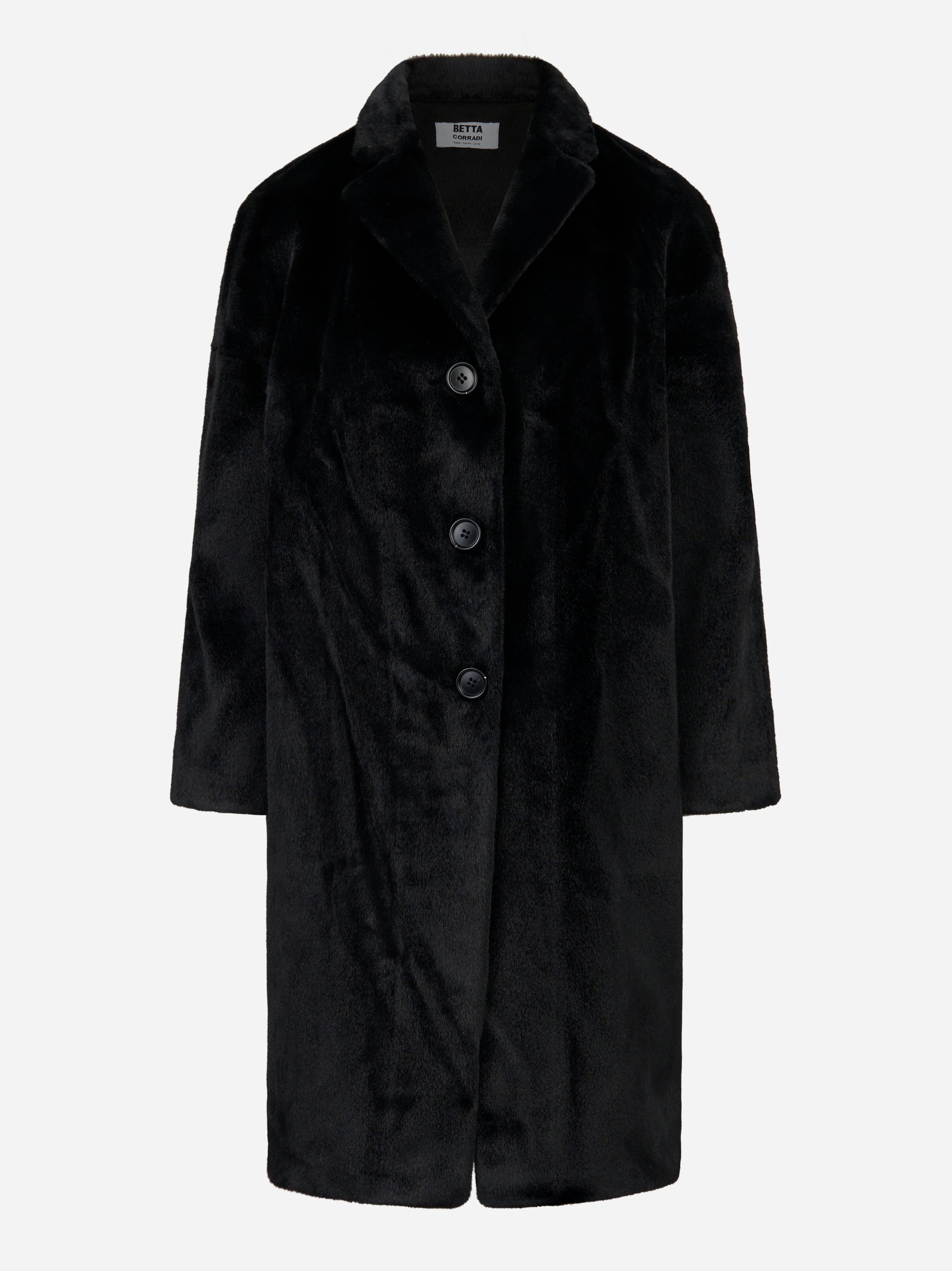 Cappotto nero monopetto in ecofur