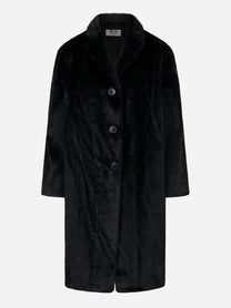 Cappotto nero monopetto in ecofur