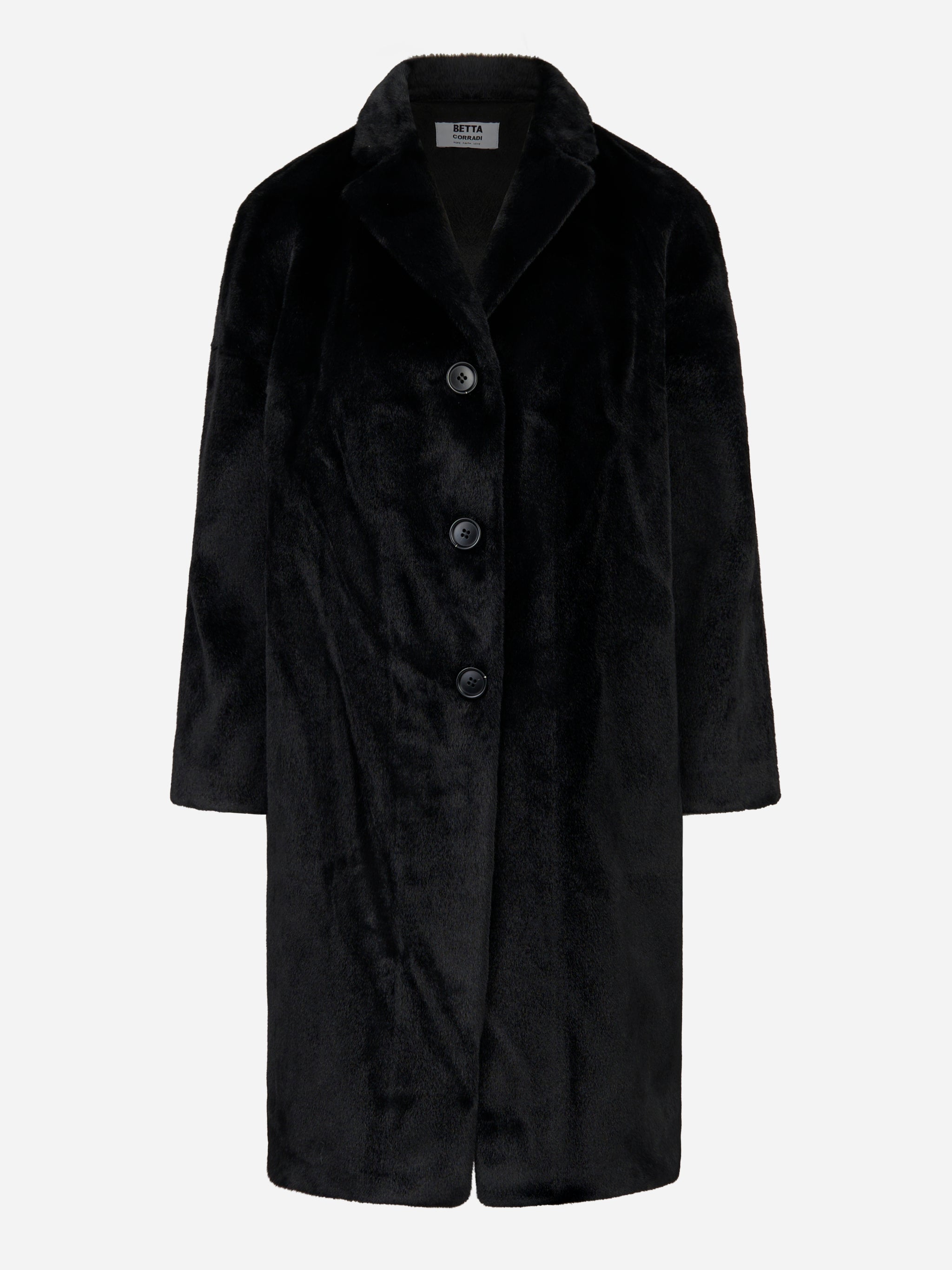 Cappotto nero monopetto in ecofur
