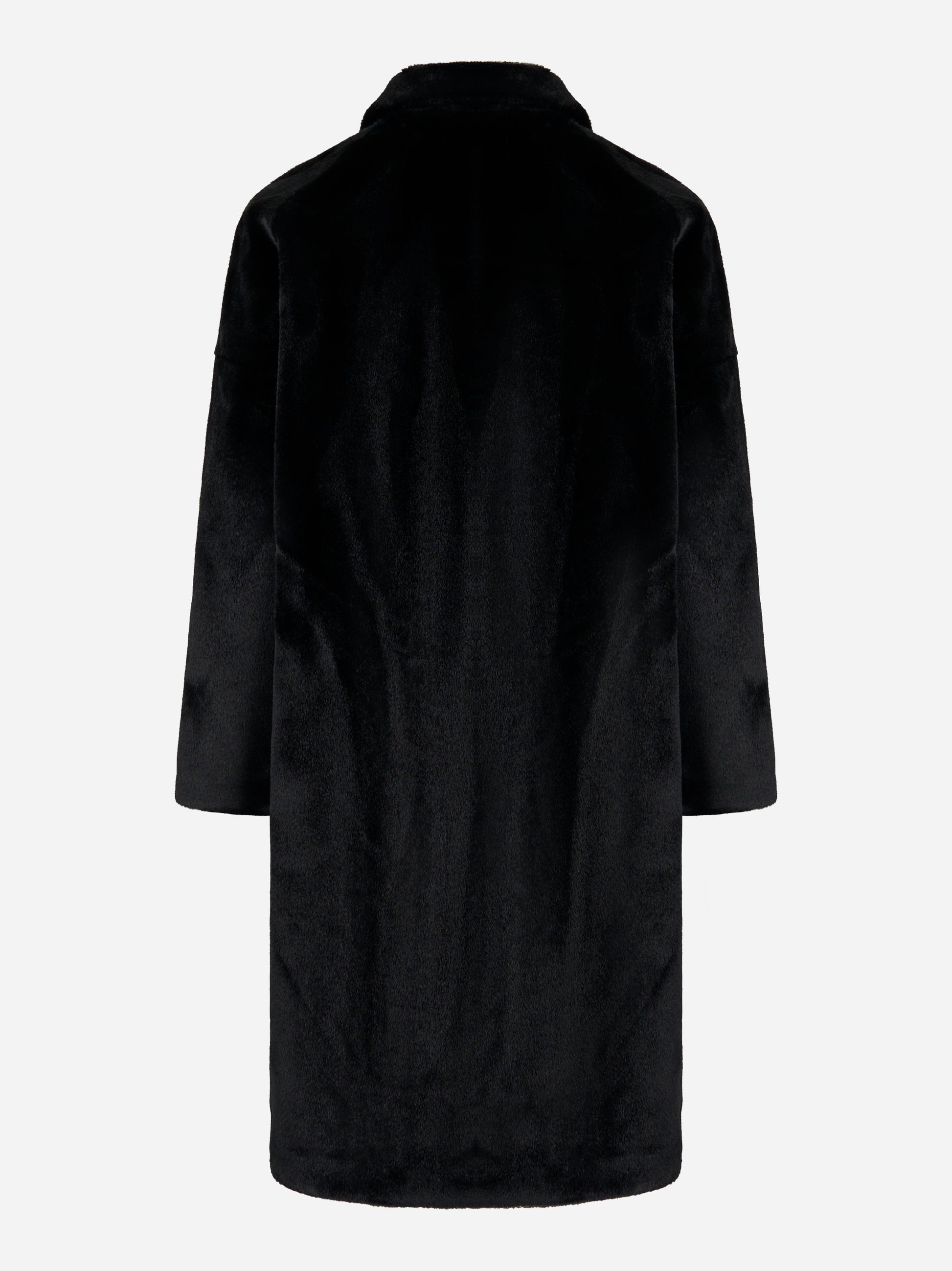 Cappotto nero monopetto in ecofur