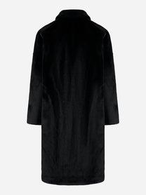 Cappotto nero monopetto in ecofur