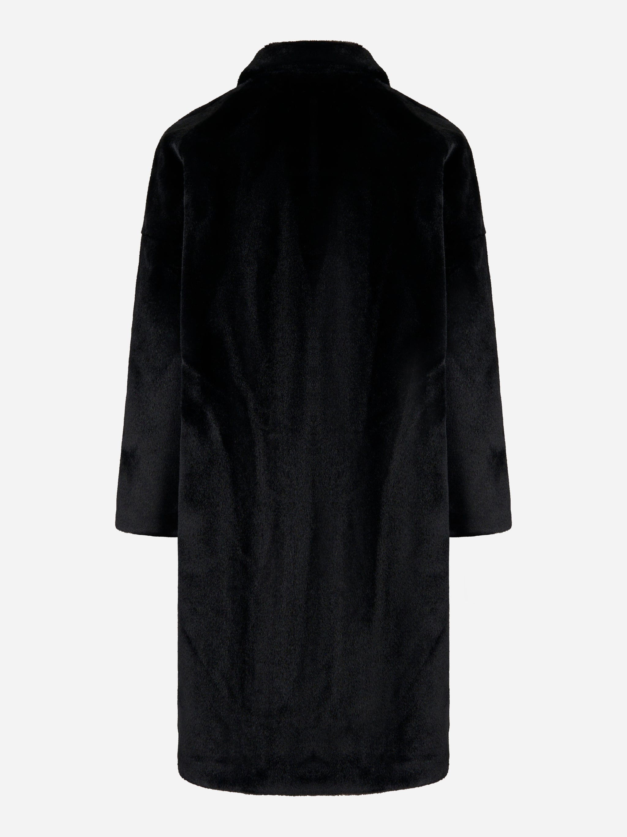 Cappotto nero monopetto in ecofur