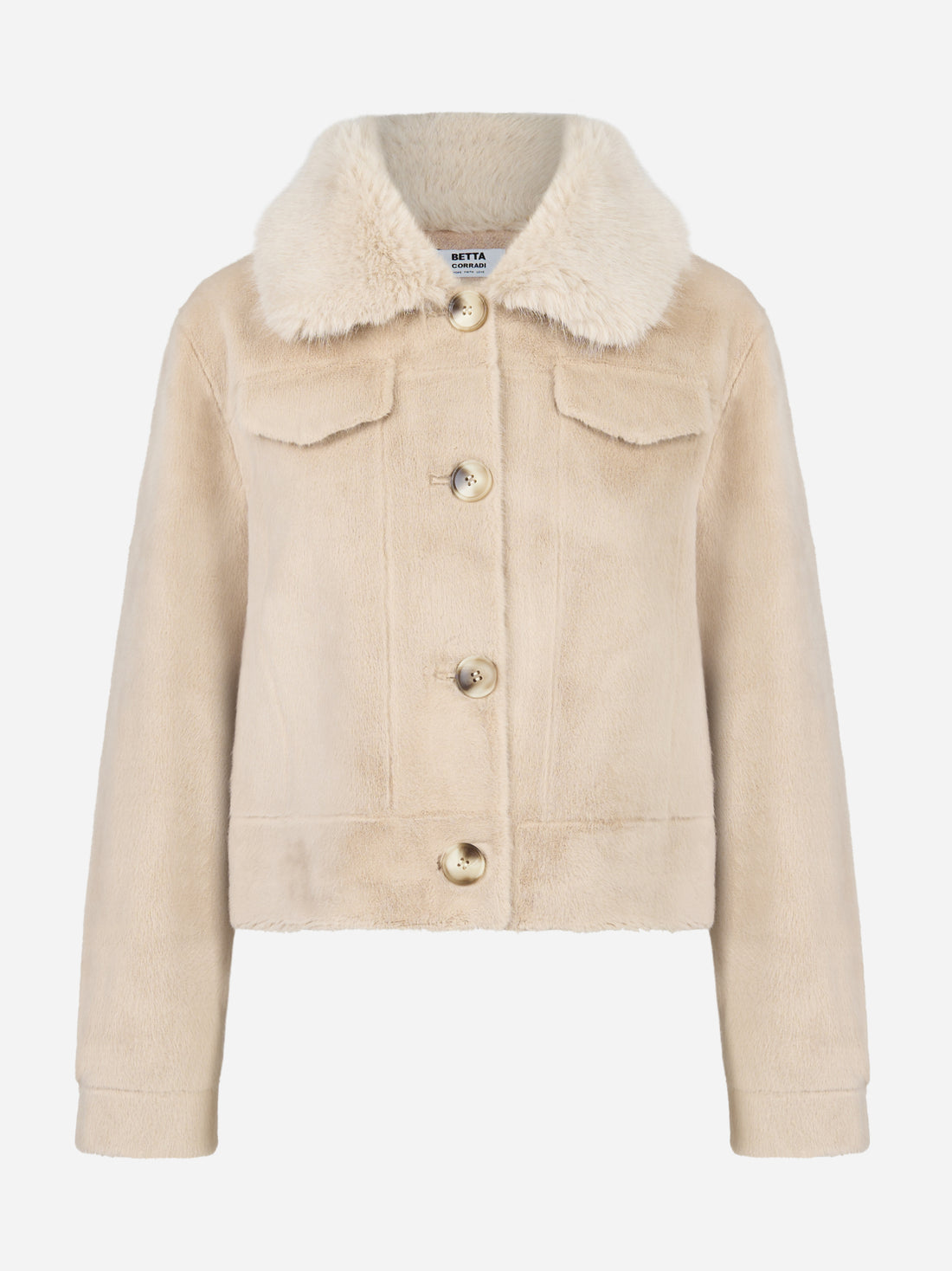 Giacca beige con taschini in ecofur