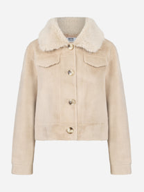 Giacca beige con taschini in ecofur