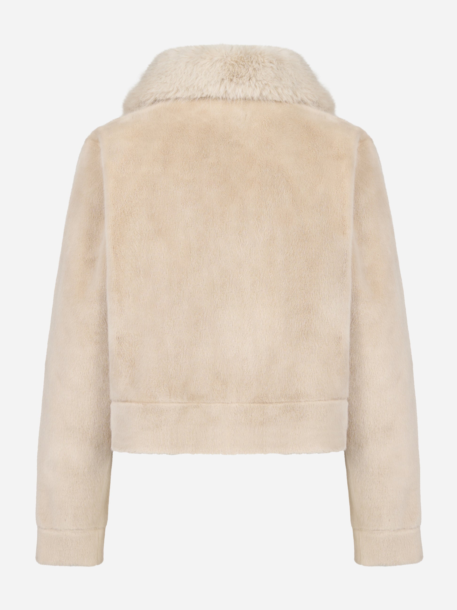 Giacca beige con taschini in ecofur