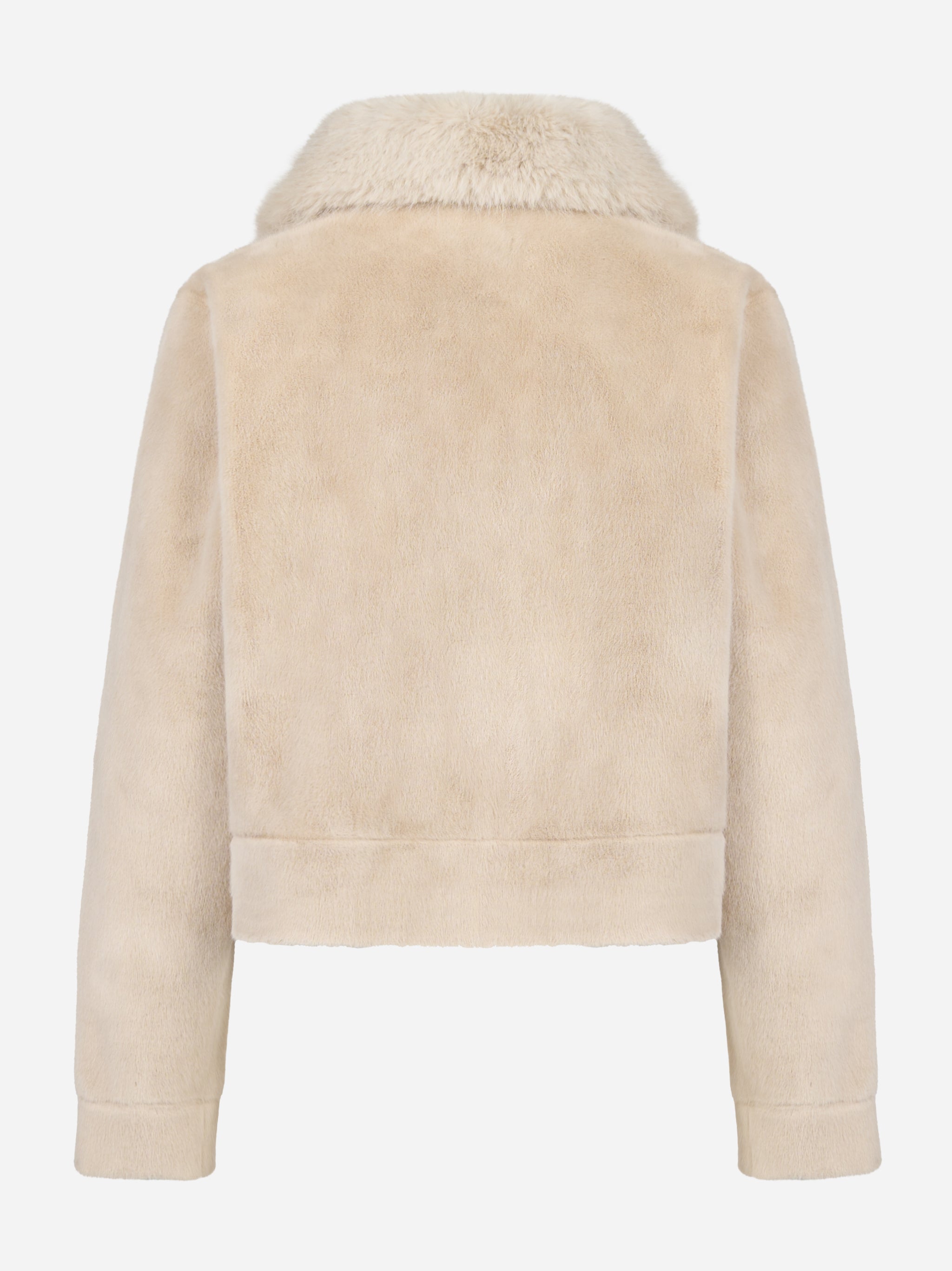 Giacca beige con taschini in ecofur