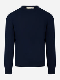 Maglia girocollo in cashmere blu