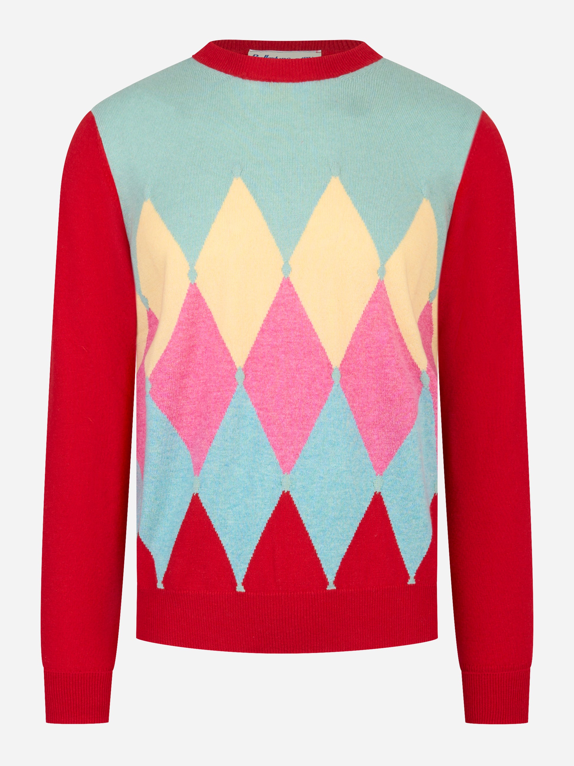 Maglia girocollo in cashmere con motivo diamond