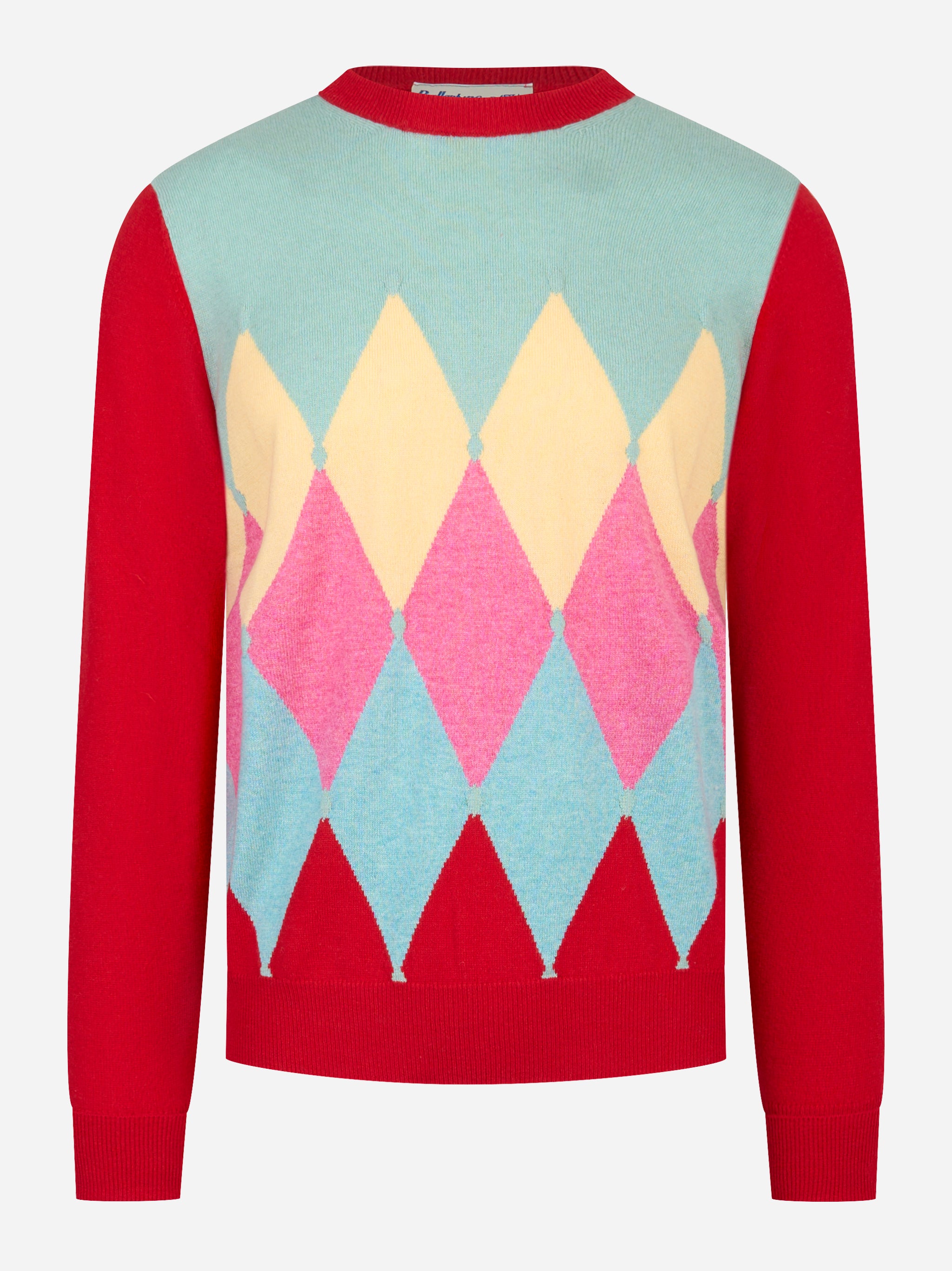 Maglia girocollo in cashmere con motivo diamond