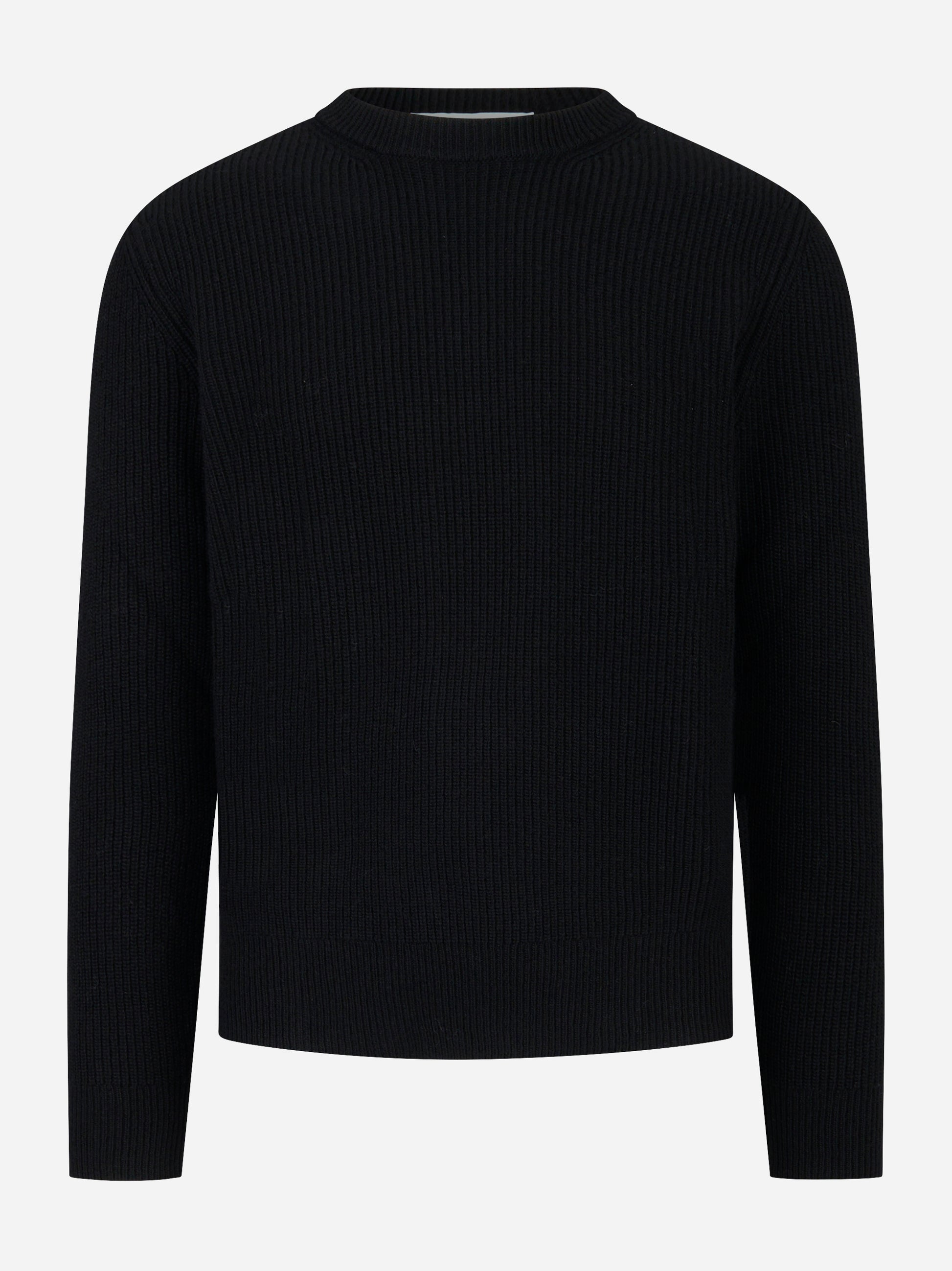 Maglia girocollo a coste Nera