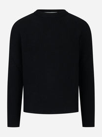 Maglia girocollo a coste Nera