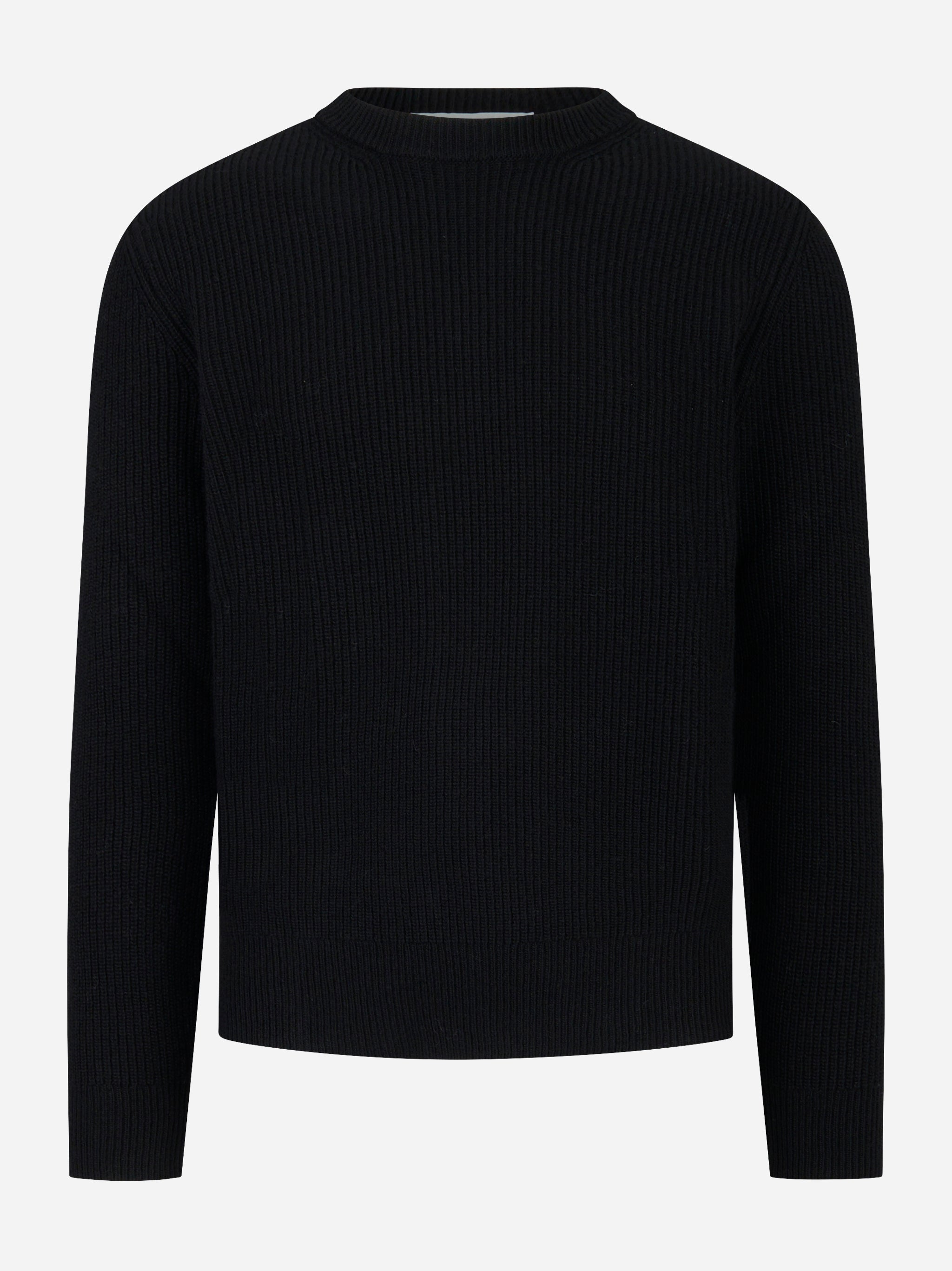 Maglia girocollo a coste Nera