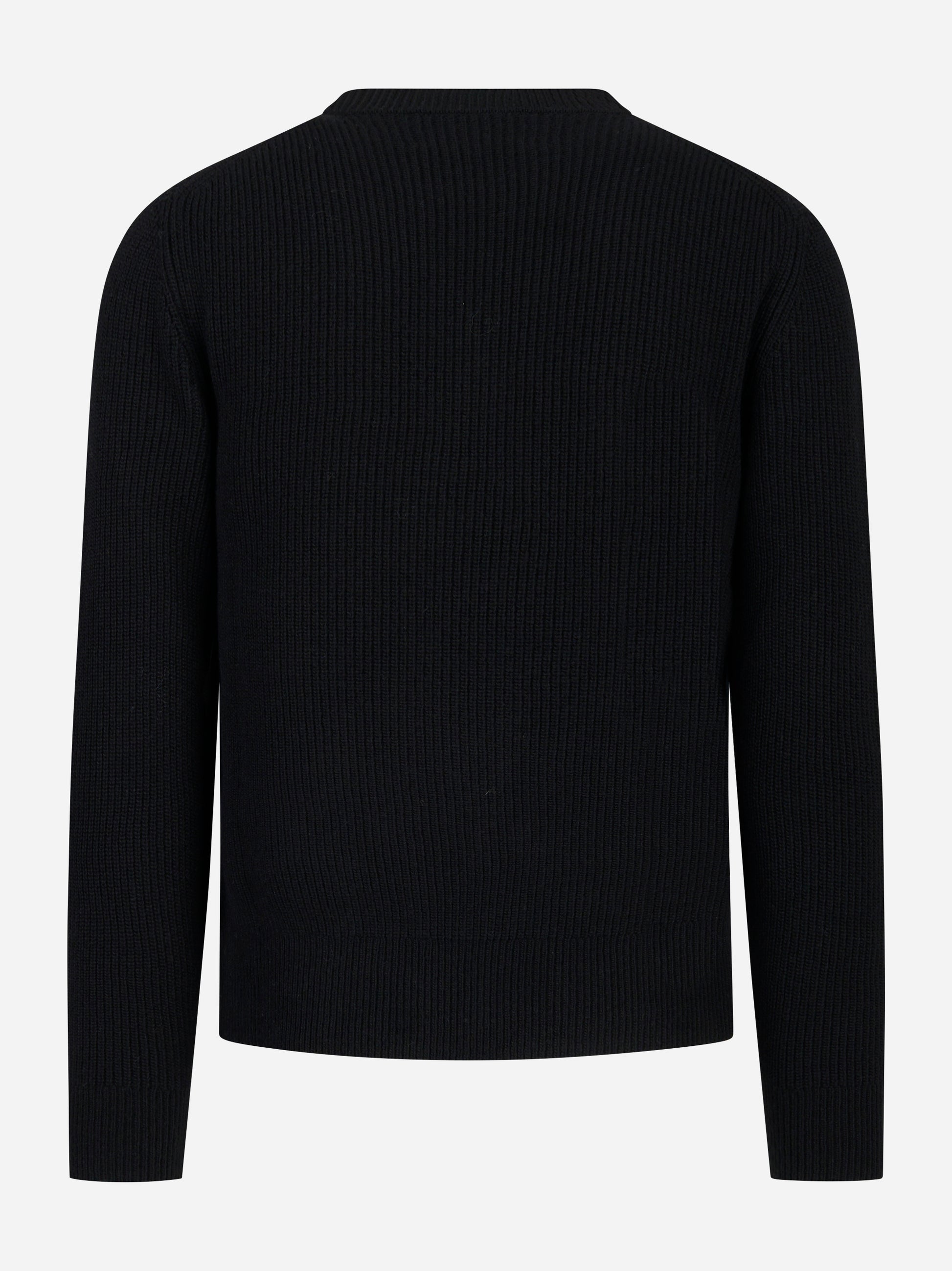 Maglia girocollo a coste Nera