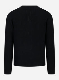 Maglia girocollo a coste Nera