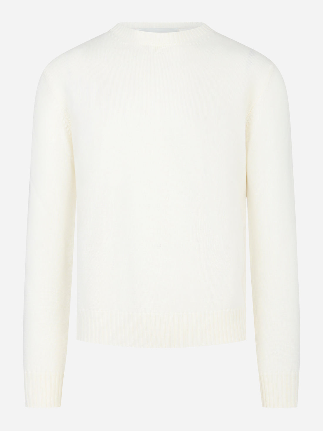 Maglia girocollo in lana merinos finezza 7 Bianca