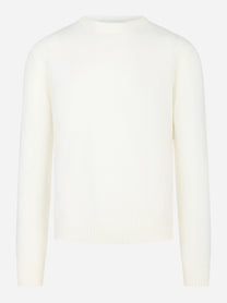 Maglia girocollo in lana merinos finezza 7 Bianca