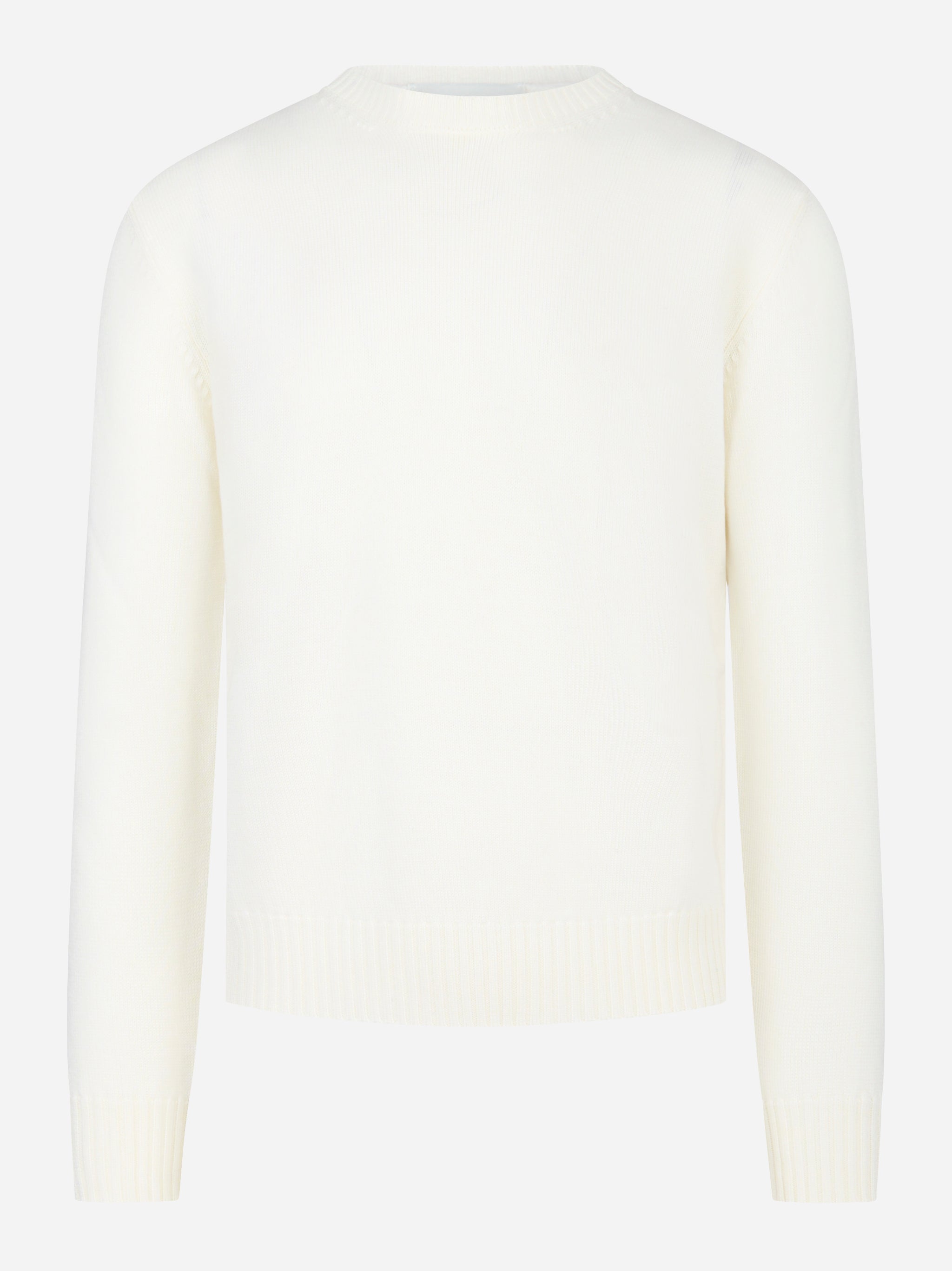 Maglia girocollo in lana merinos finezza 7 Bianca