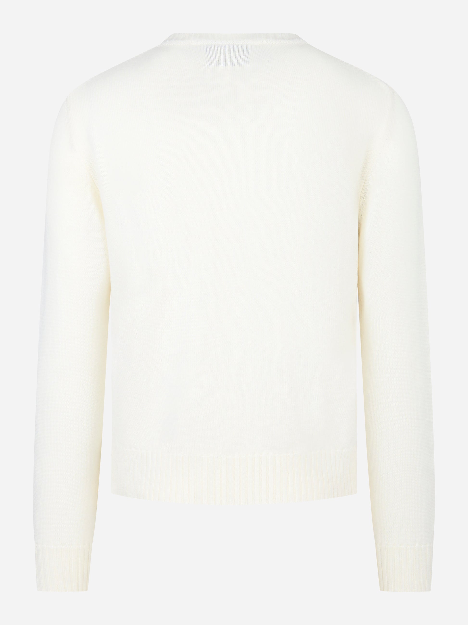 Maglia girocollo in lana merinos finezza 7 Bianca