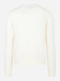 Maglia girocollo in lana merinos finezza 7 Bianca