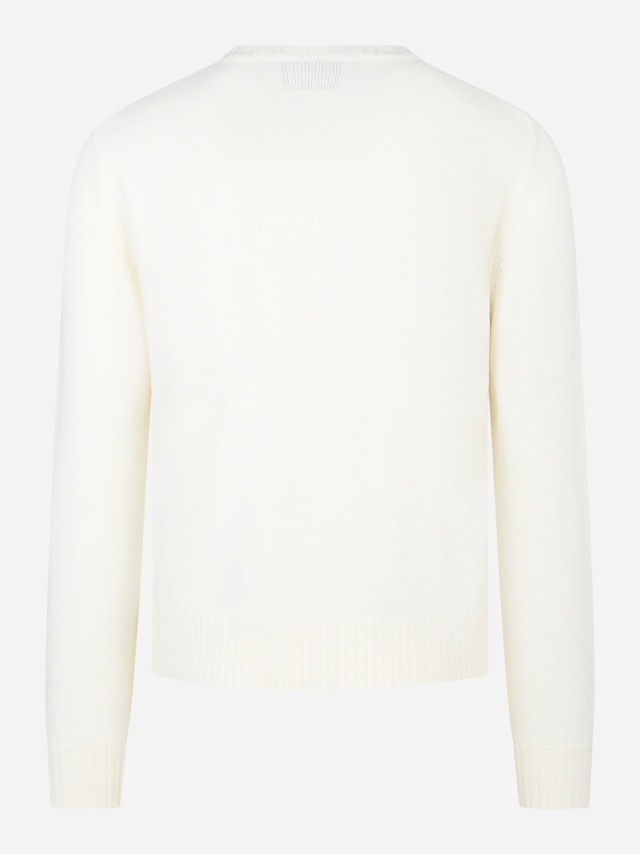Maglia girocollo in lana merinos finezza 7 Bianca
