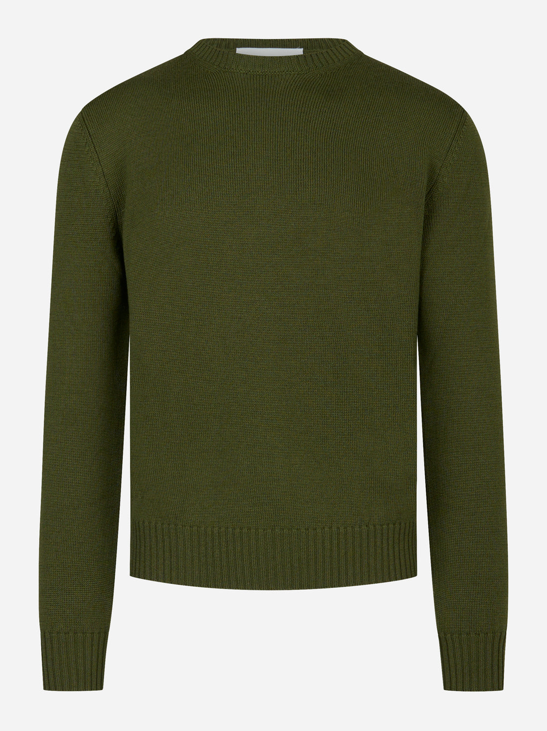 Maglia girocollo in lana merinos finezza 7 Verde