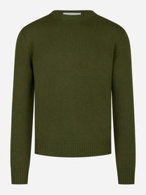 Maglia girocollo in lana merinos finezza 7 Verde
