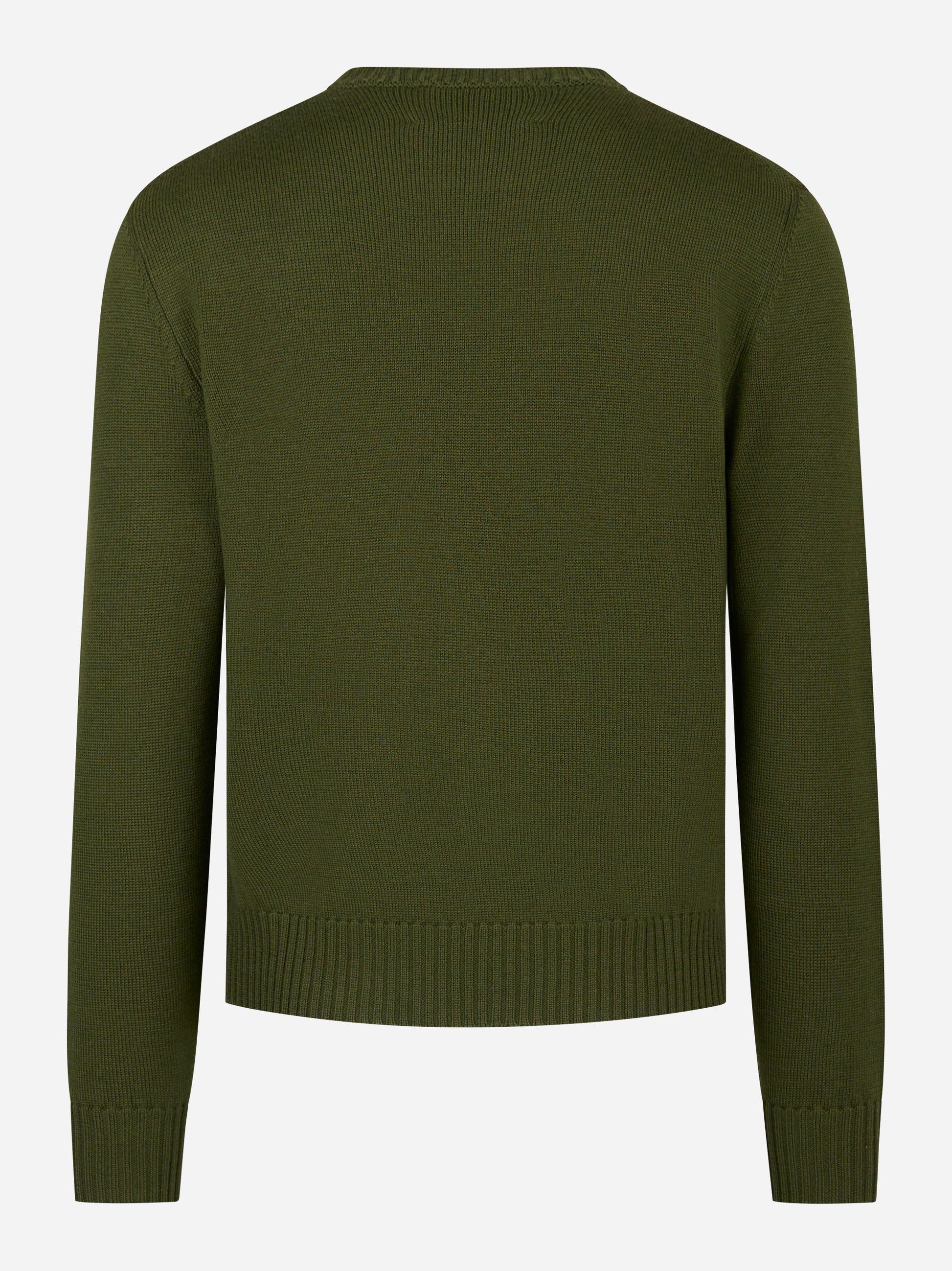 Maglia girocollo in lana merinos finezza 7 Verde
