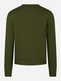 Maglia girocollo in lana merinos finezza 7 Verde