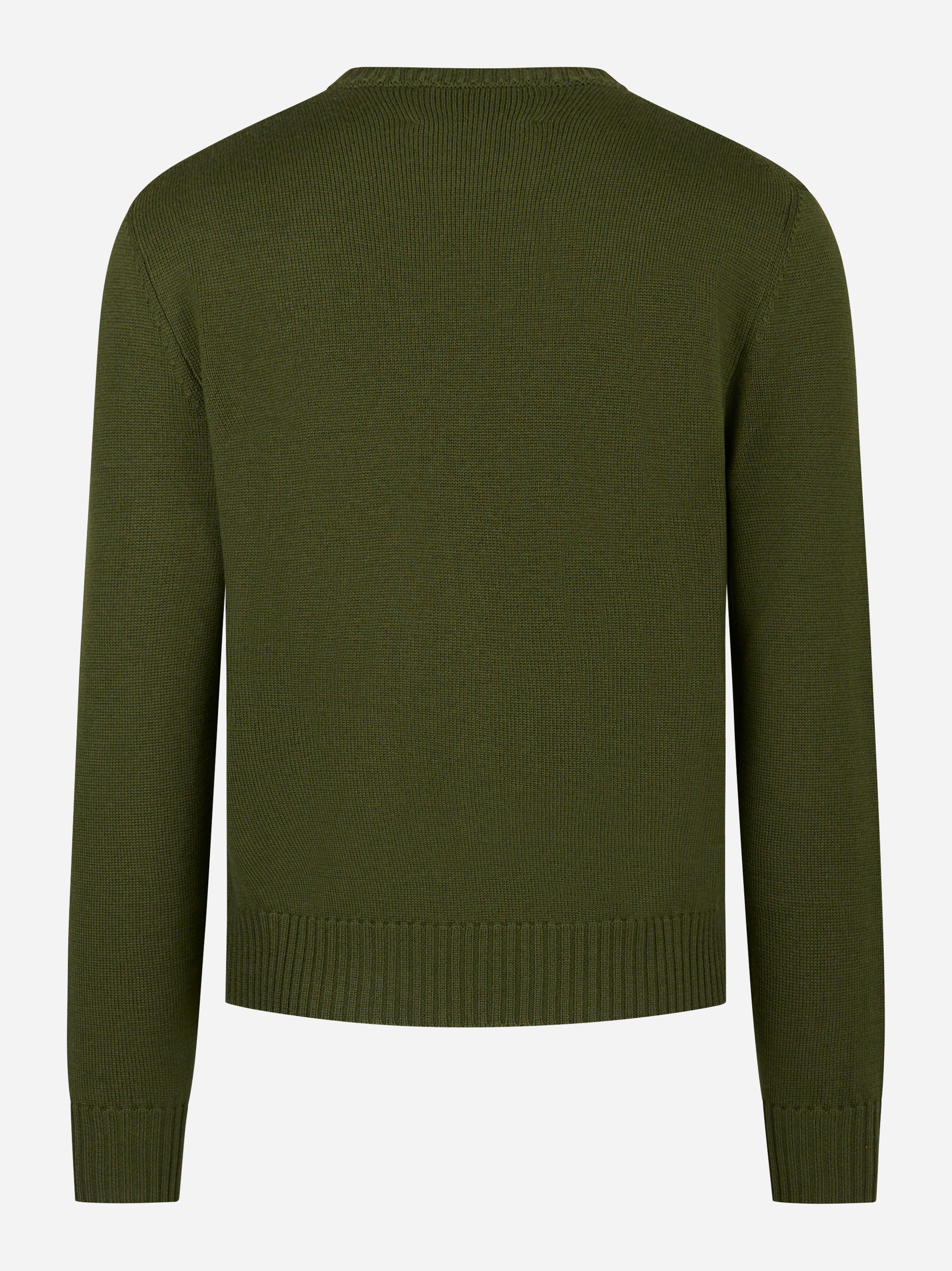 Maglia girocollo in lana merinos finezza 7 Verde